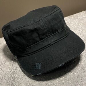 District Distressed Black Military Cadet Style Cap